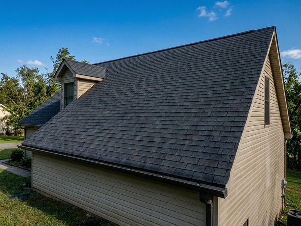 Repaired roof after hurricane damage